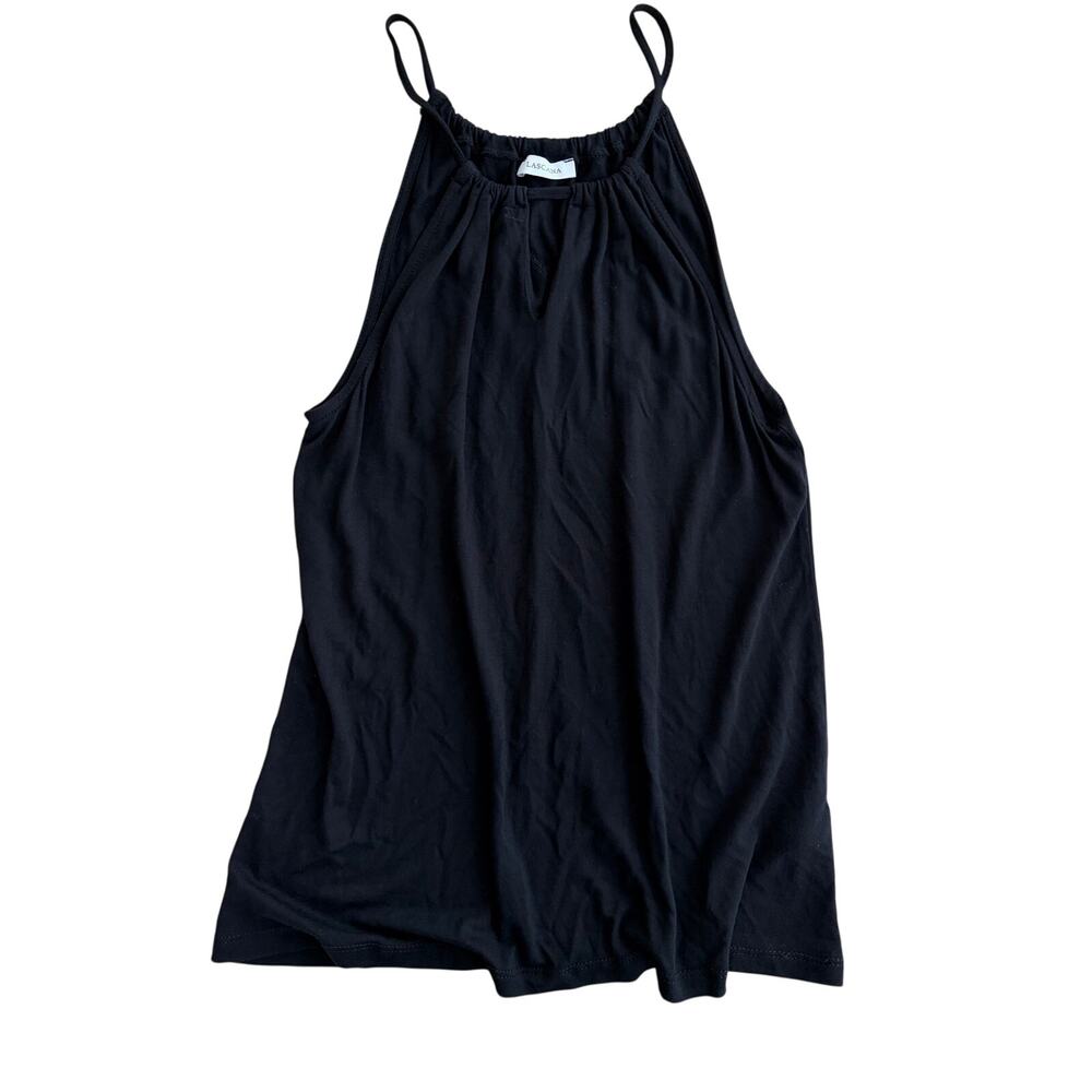 lascana black halter neck top keyhole cutout camisole Y2K style XS